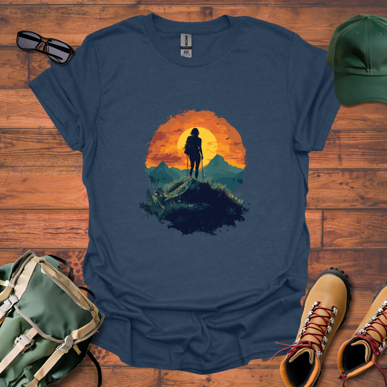 Woman Hiking Sun 4 Tee - Unisex Softstyle T-Shirt