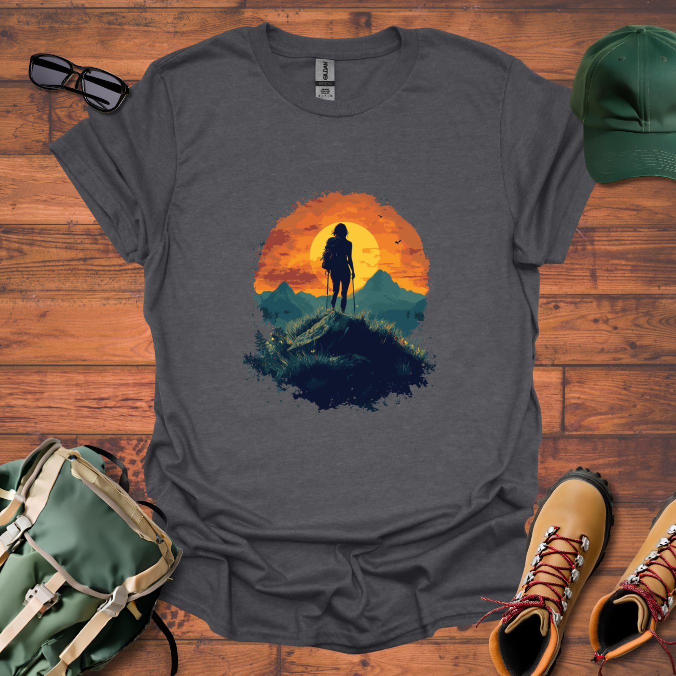 Woman Hiking Sun 4 Tee - Unisex Softstyle T-Shirt