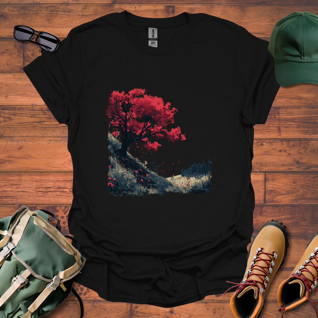 Red Tree Hillside Tee - Unisex Softstyle T-Shirt