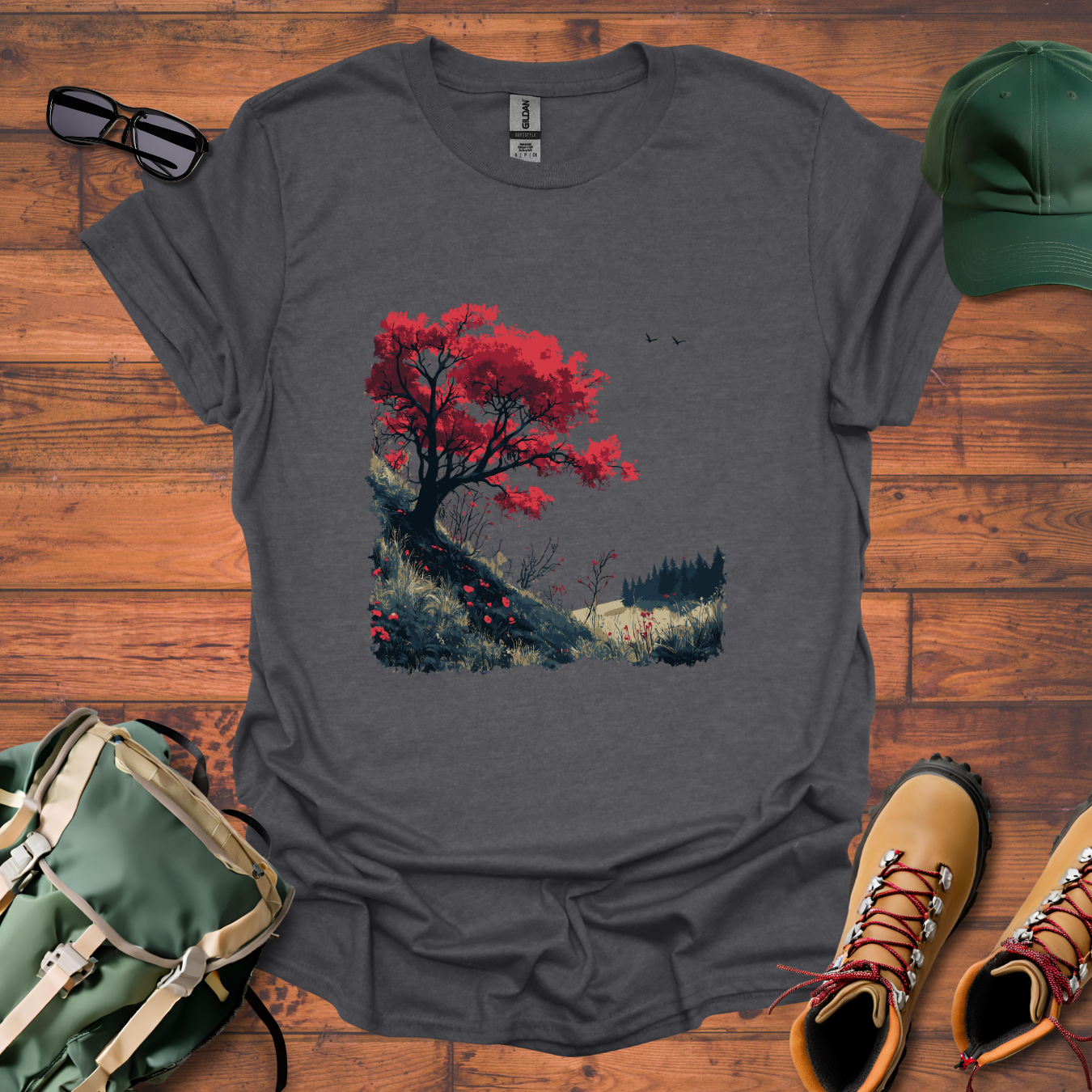 Red Tree Hillside Tee - Unisex Softstyle T-Shirt