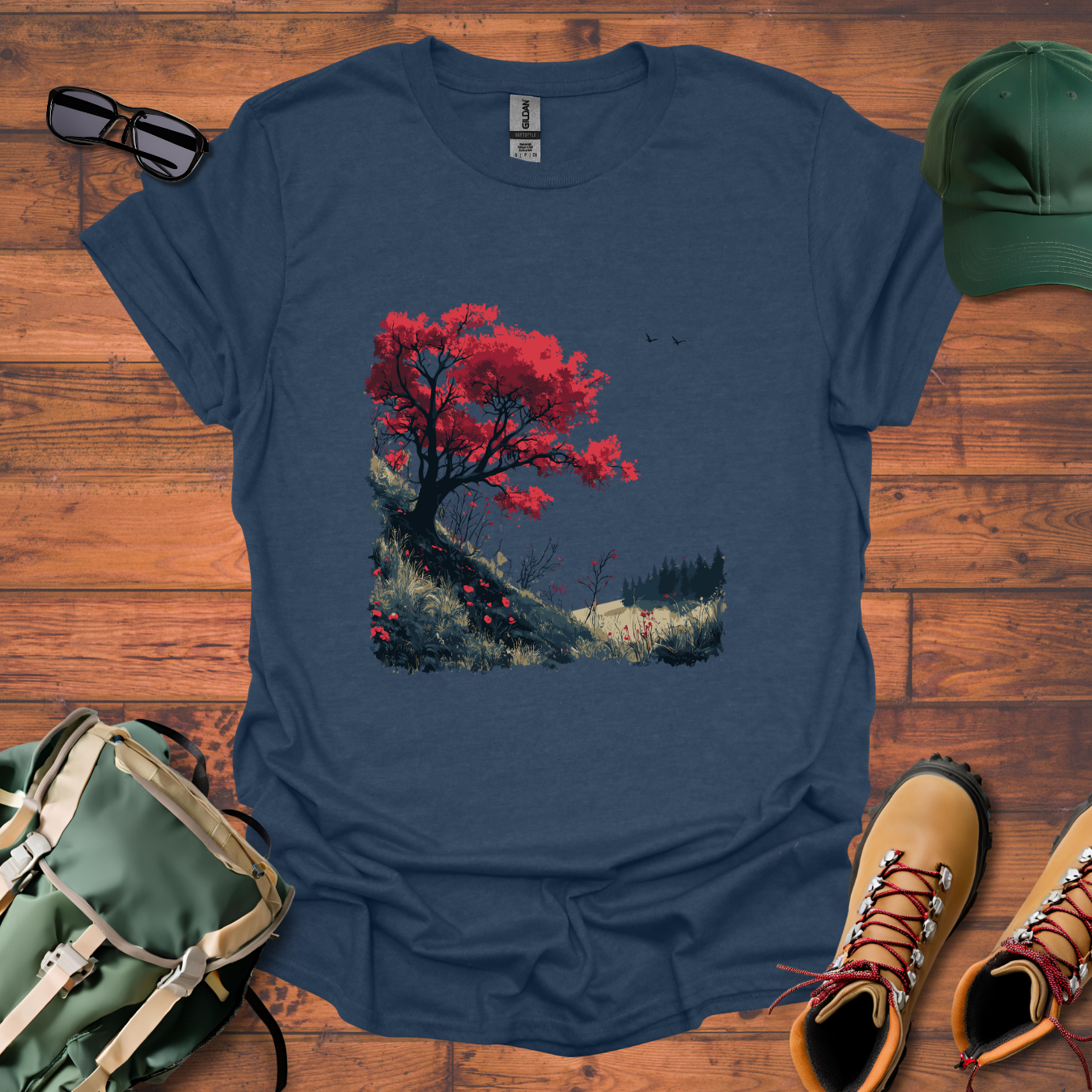 Red Tree Hillside Tee - Unisex Softstyle T-Shirt