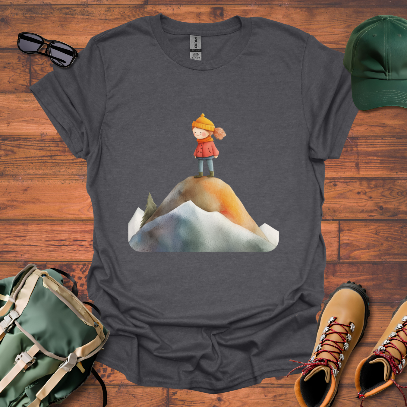 Hiker Girl Mountain Tee - Unisex Softstyle T-Shirt