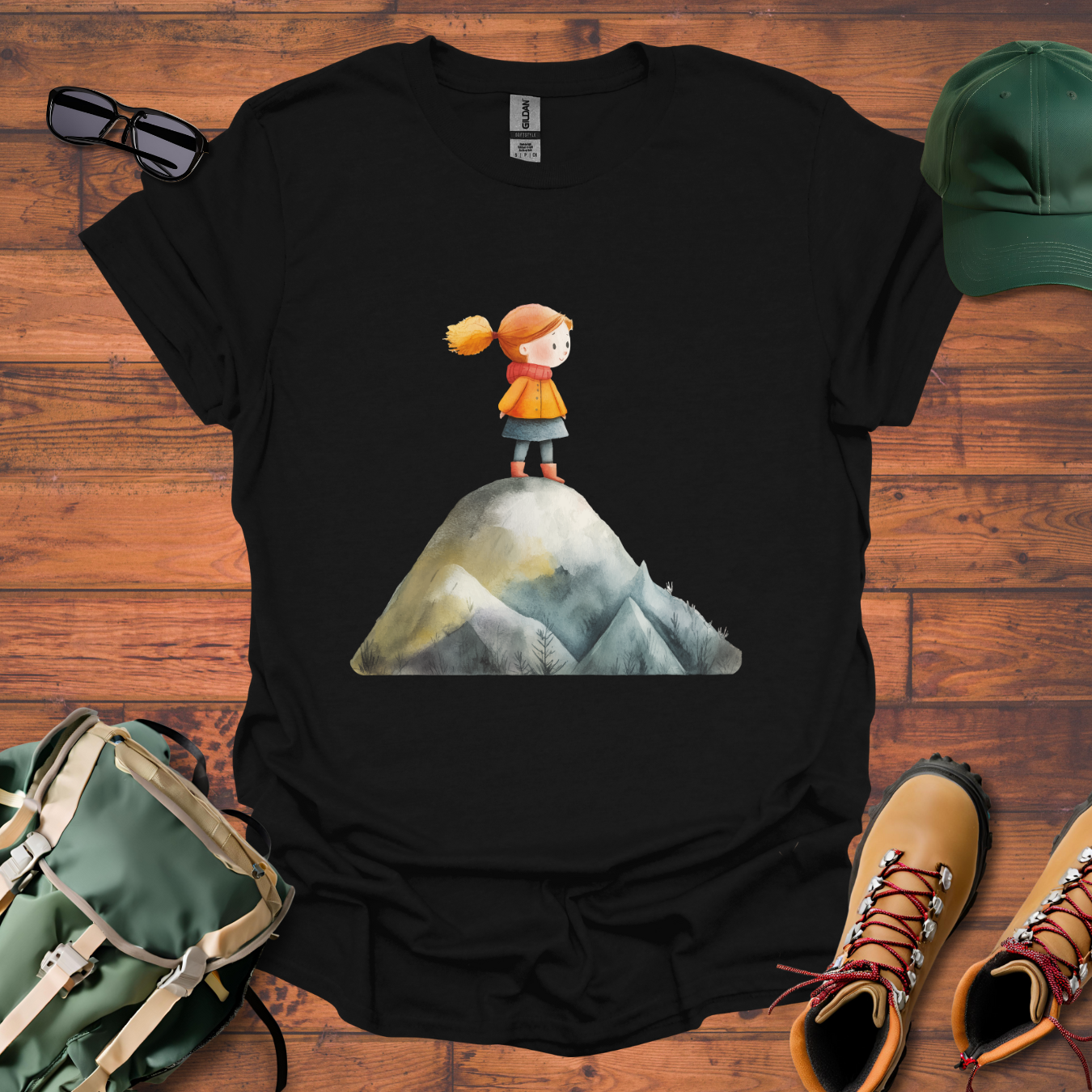Hiker Girl Mountain 2 Tee - Unisex Softstyle T-Shirt