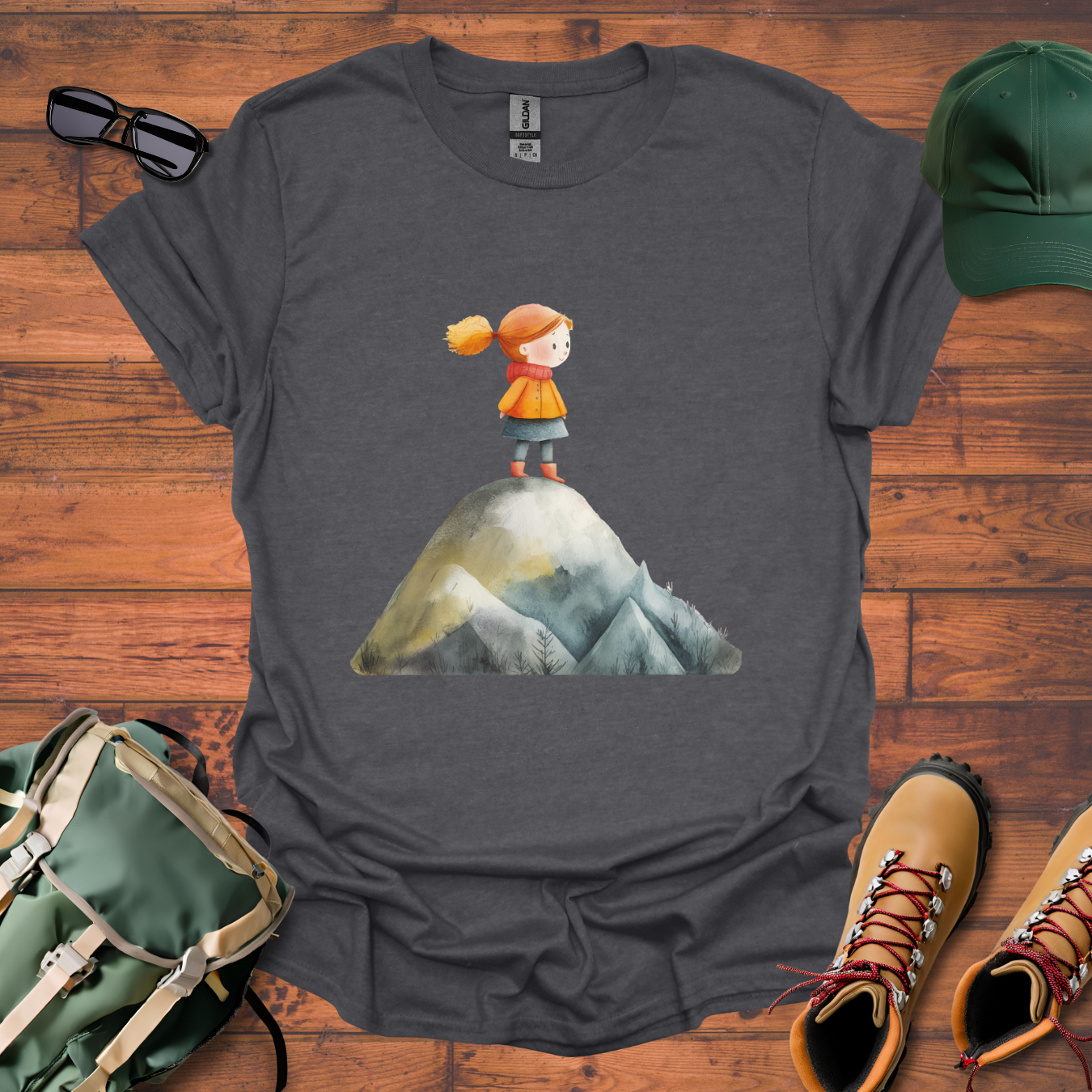 Hiker Girl Mountain 2 Tee - Unisex Softstyle T-Shirt