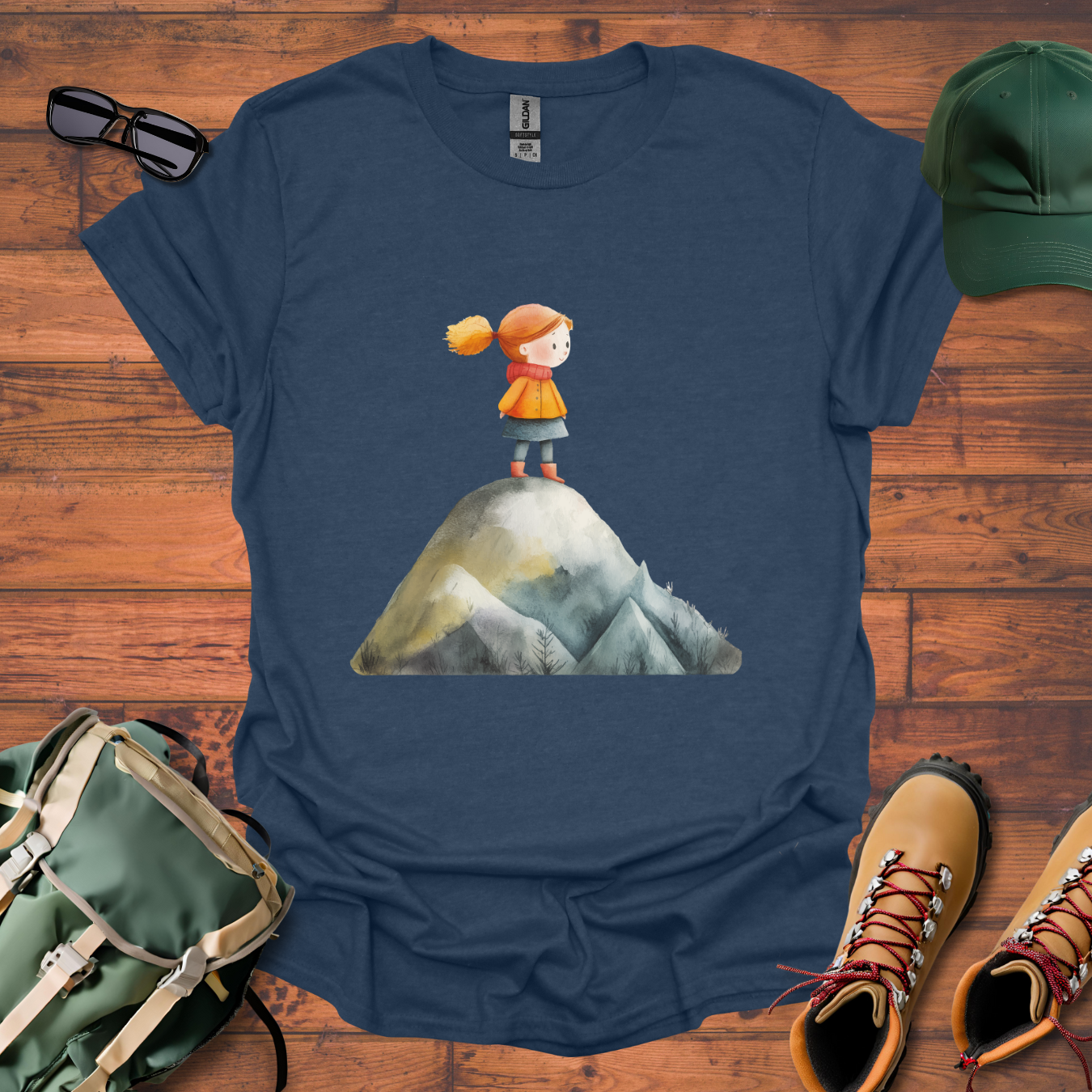 Hiker Girl Mountain 2 Tee - Unisex Softstyle T-Shirt