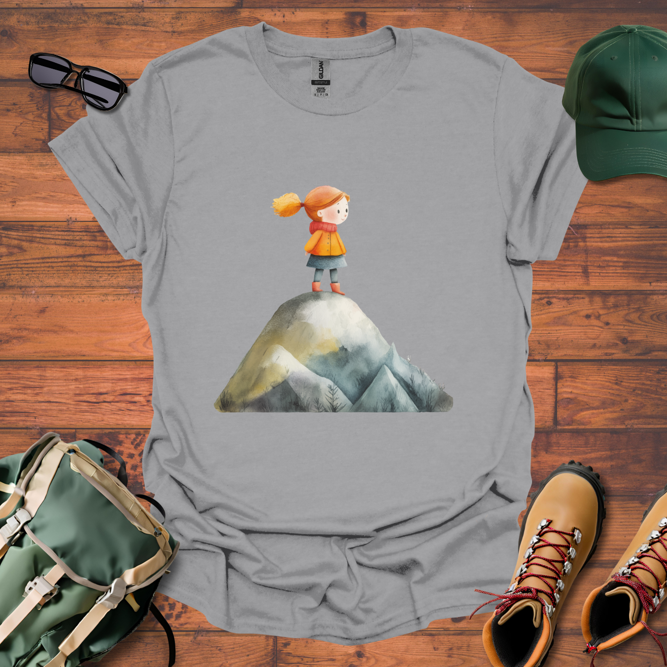 Hiker Girl Mountain 2 Tee - Unisex Softstyle T-Shirt
