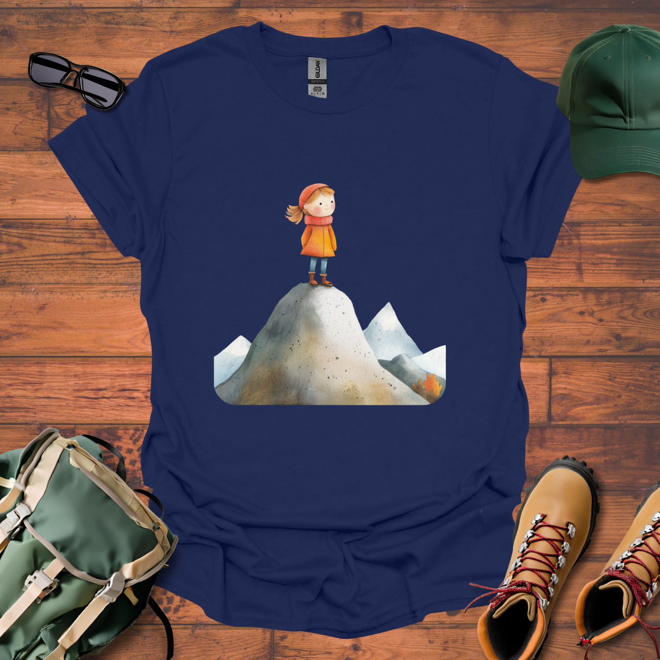 Hiker Girl Mountain 3 Tee - Unisex Softstyle T-Shirt