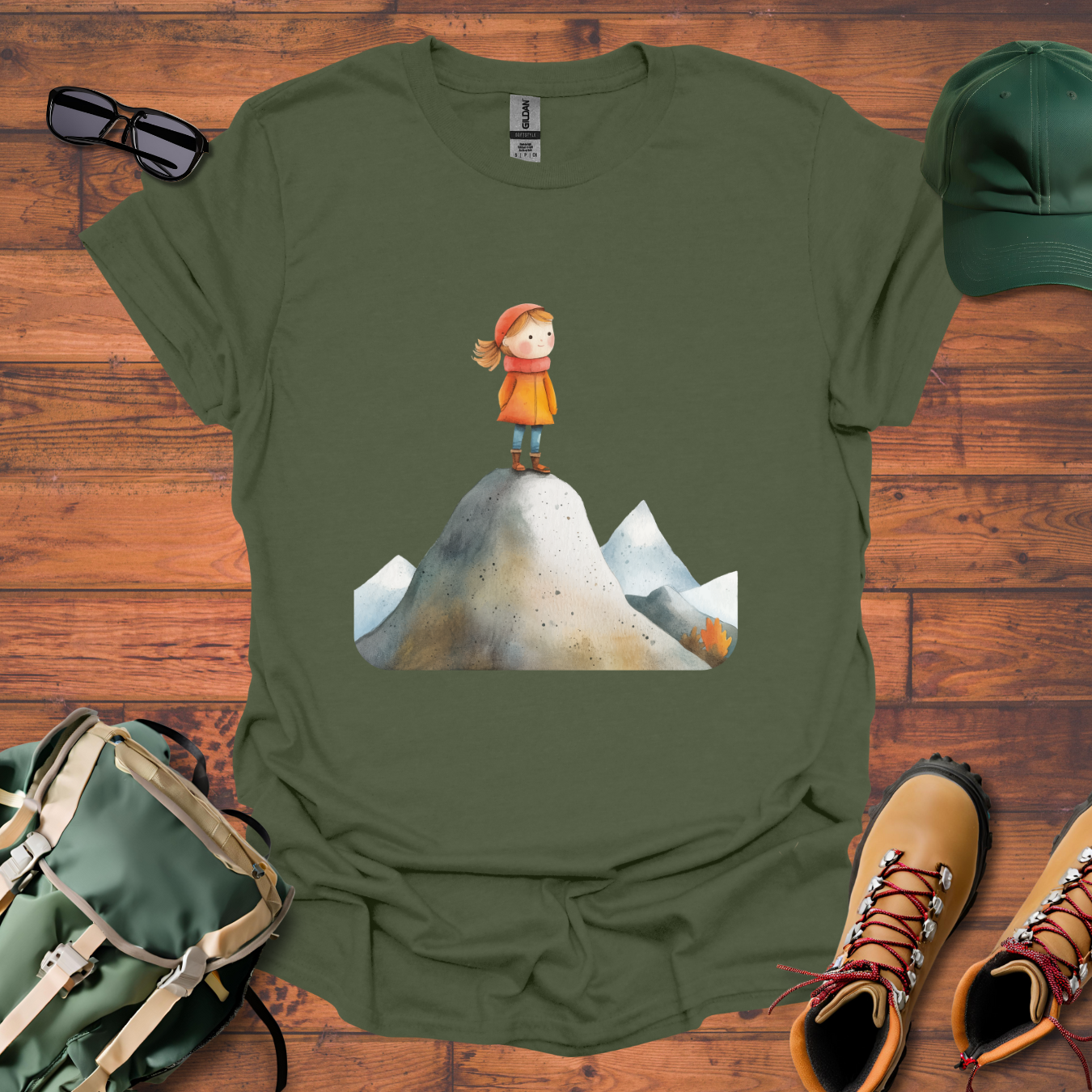 Hiker Girl Mountain 3 Tee - Unisex Softstyle T-Shirt
