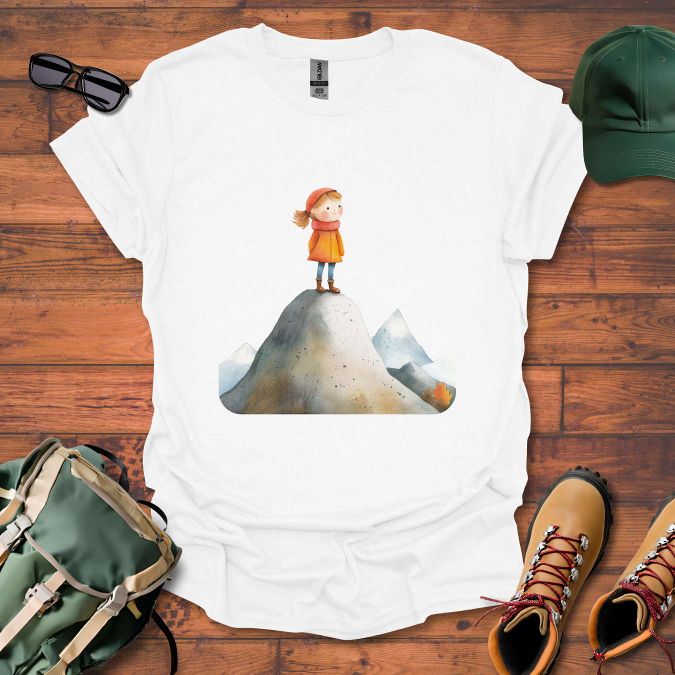 Hiker Girl Mountain 3 Tee - Unisex Softstyle T-Shirt