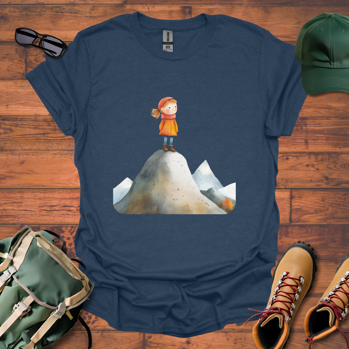 Hiker Girl Mountain 3 Tee - Unisex Softstyle T-Shirt