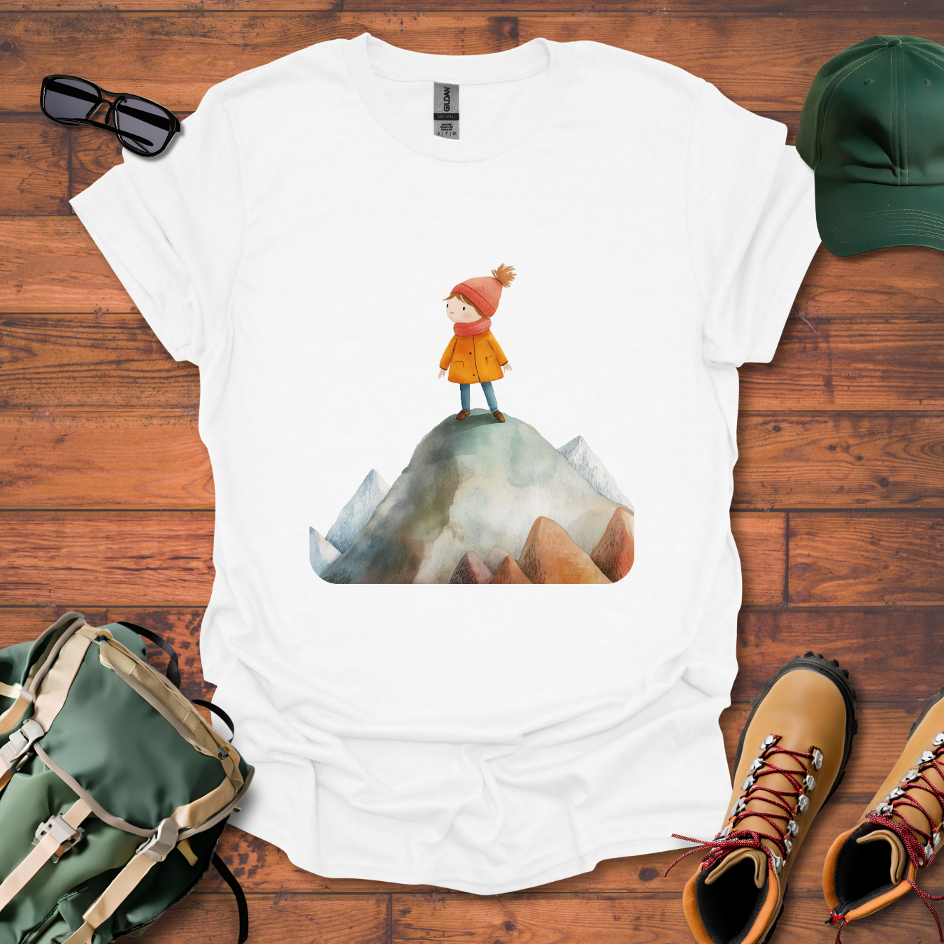 Hiker Girl Mountain 4 Tee - Unisex Softstyle T-Shirt