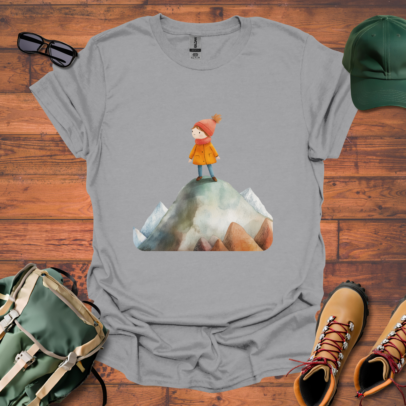 Hiker Girl Mountain 4 Tee - Unisex Softstyle T-Shirt