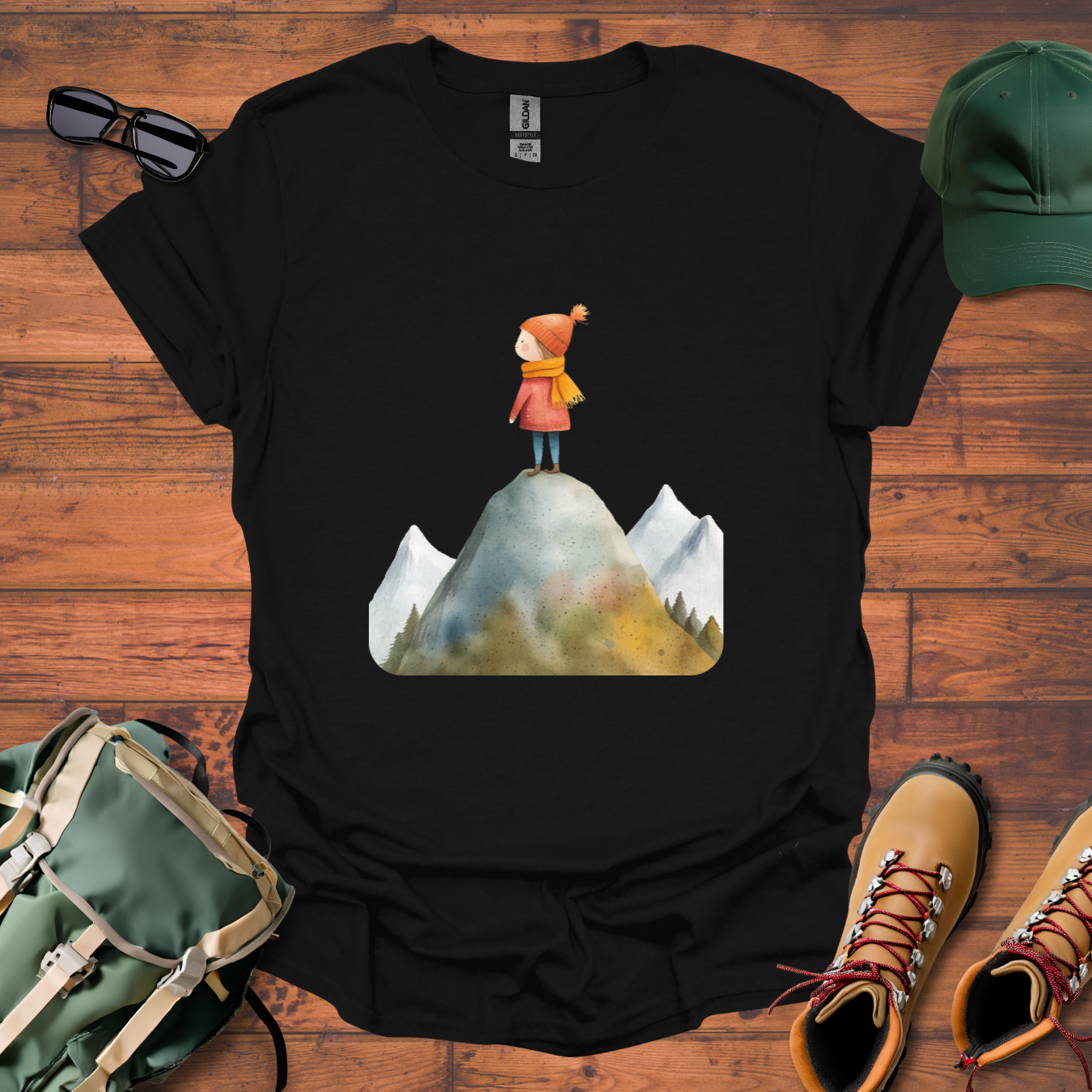 Hiker Girl Mountain 5 Tee - Unisex Softstyle T-Shirt