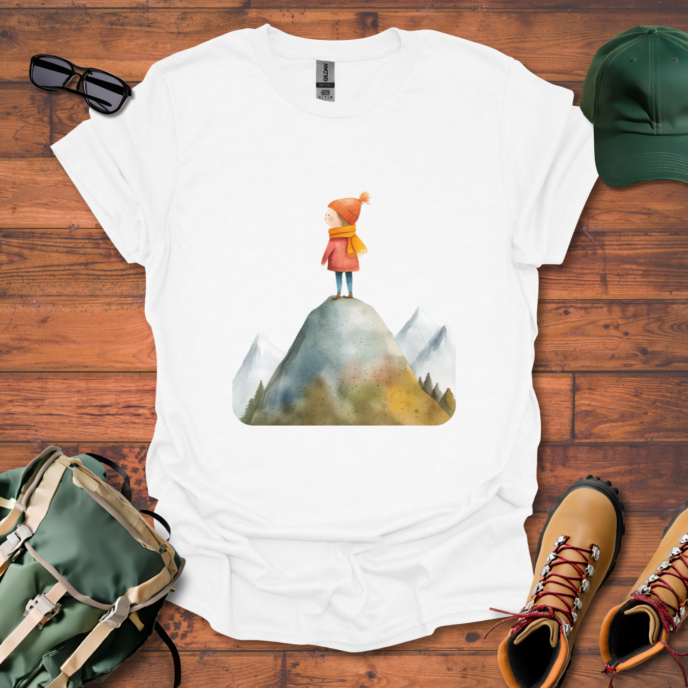Hiker Girl Mountain 5 Tee - Unisex Softstyle T-Shirt