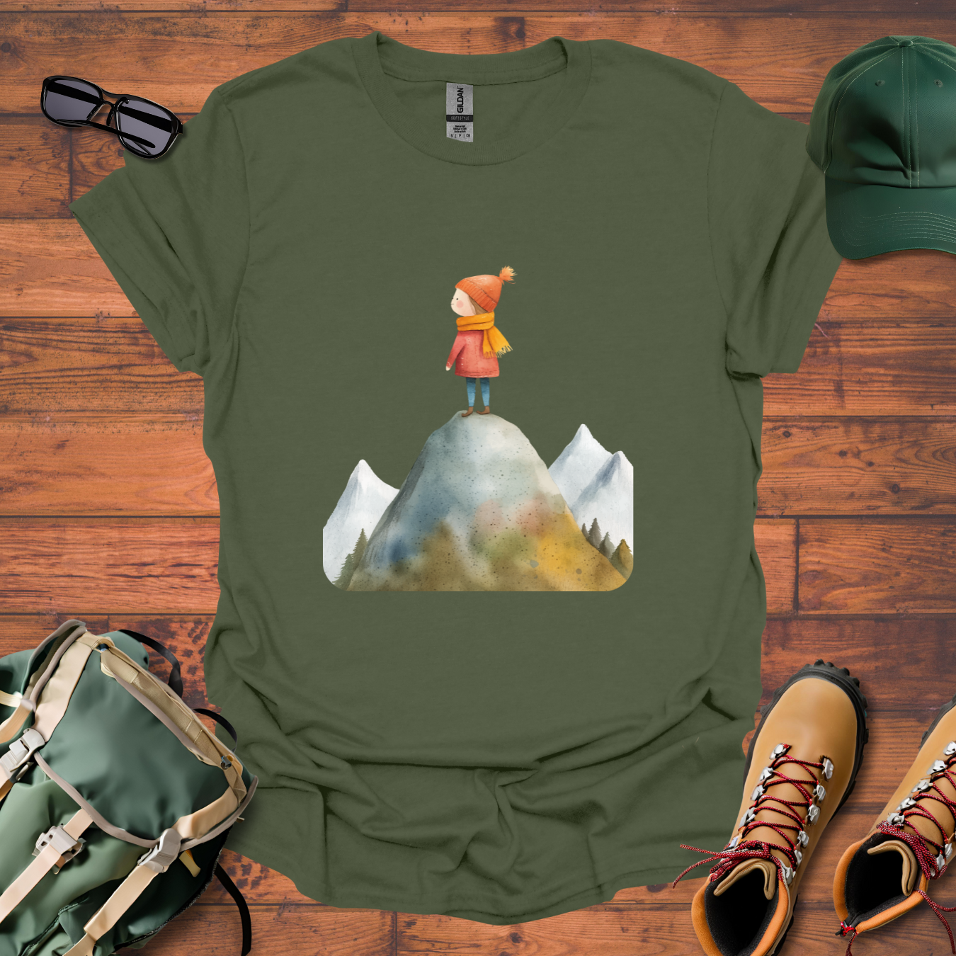 Hiker Girl Mountain 5 Tee - Unisex Softstyle T-Shirt