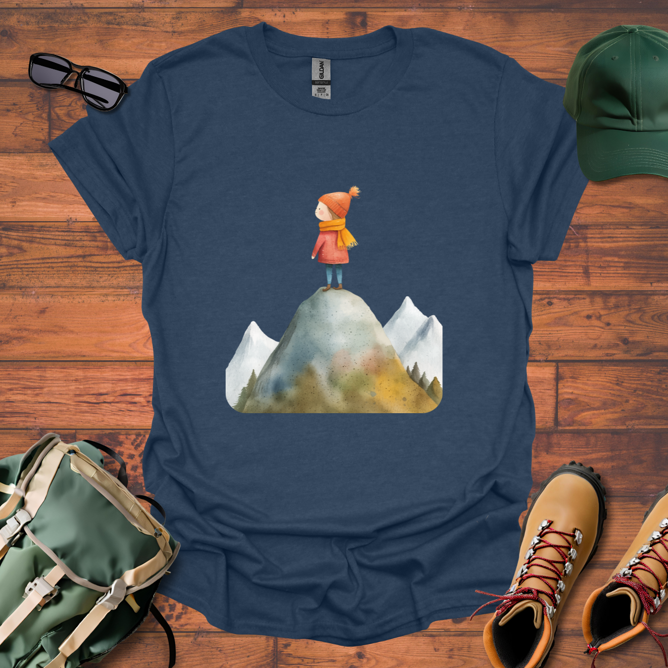 Hiker Girl Mountain 5 Tee - Unisex Softstyle T-Shirt