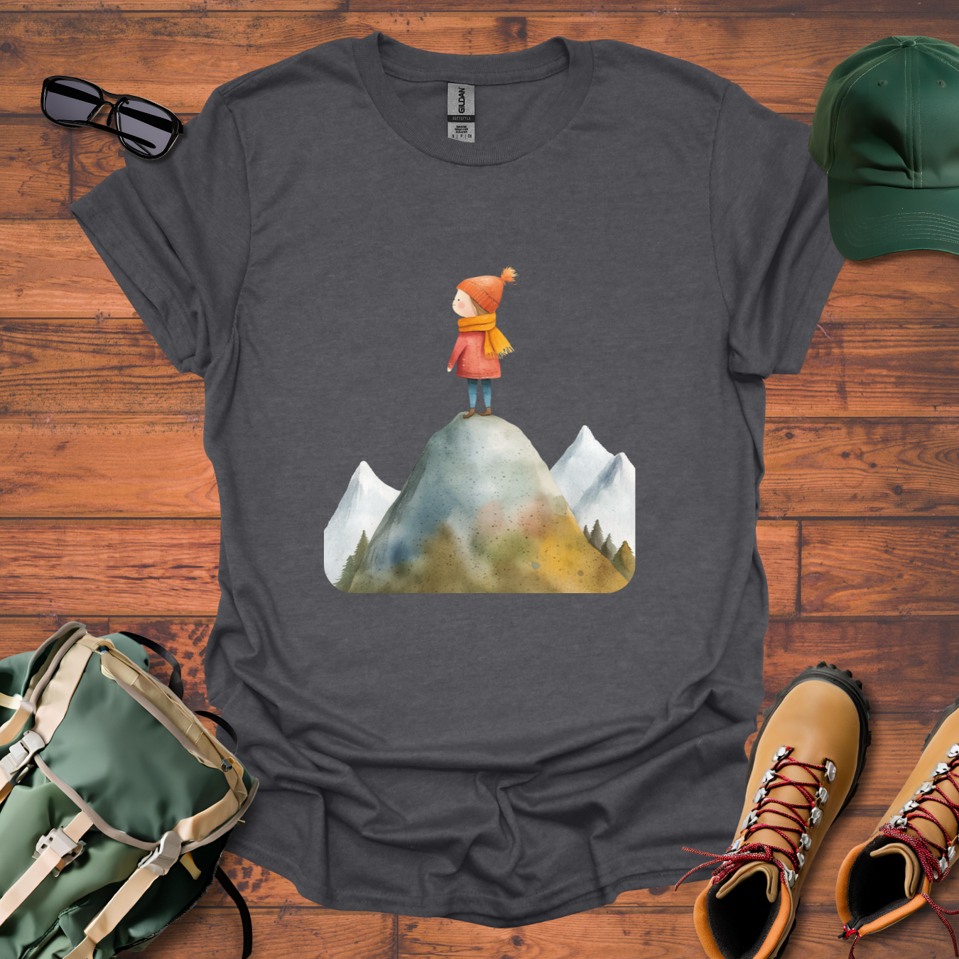Hiker Girl Mountain 5 Tee - Unisex Softstyle T-Shirt