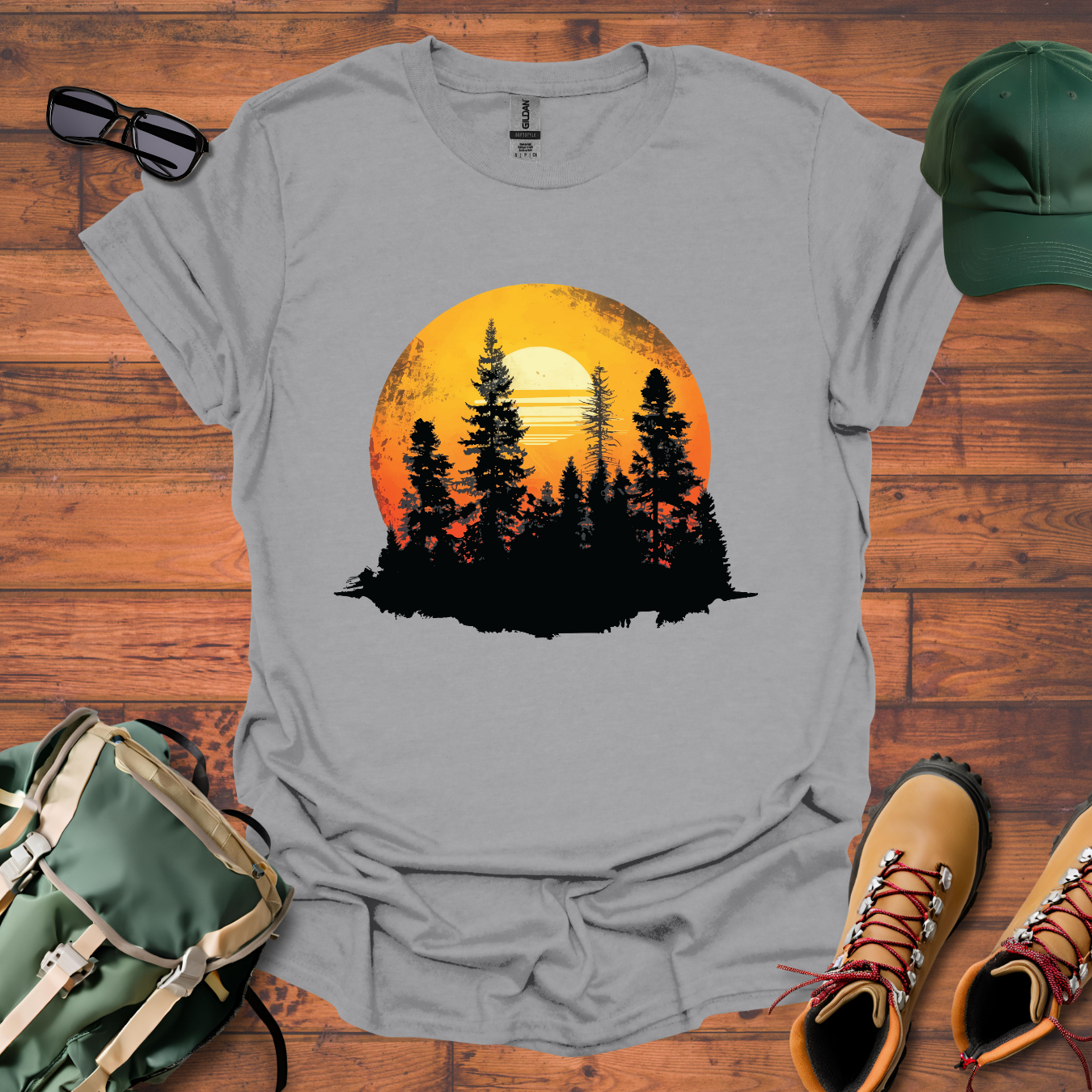 Sun Trees Round Tee - Unisex Softstyle T-Shirt