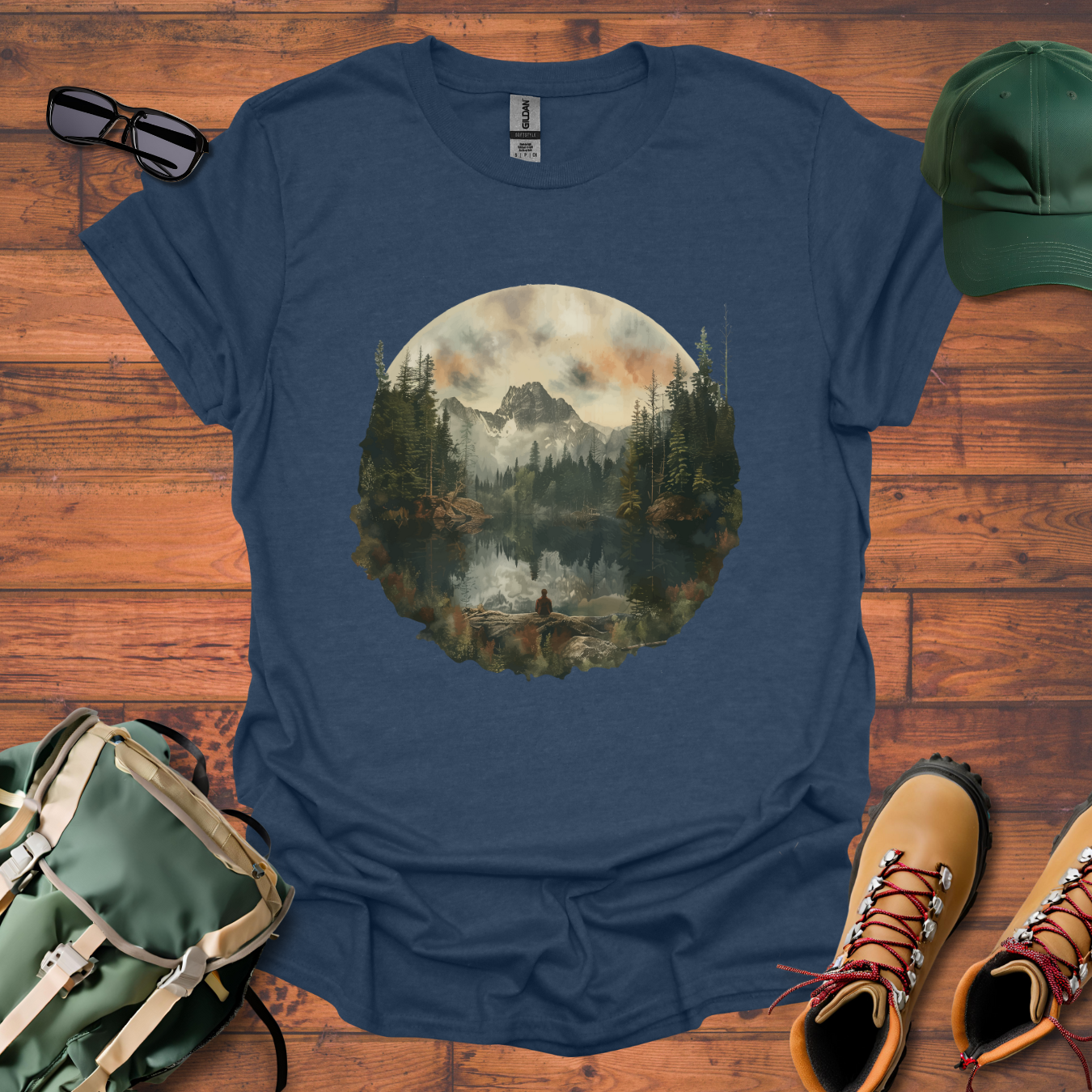 Lake Reflection Circle Tee - Unisex Softstyle T-Shirt