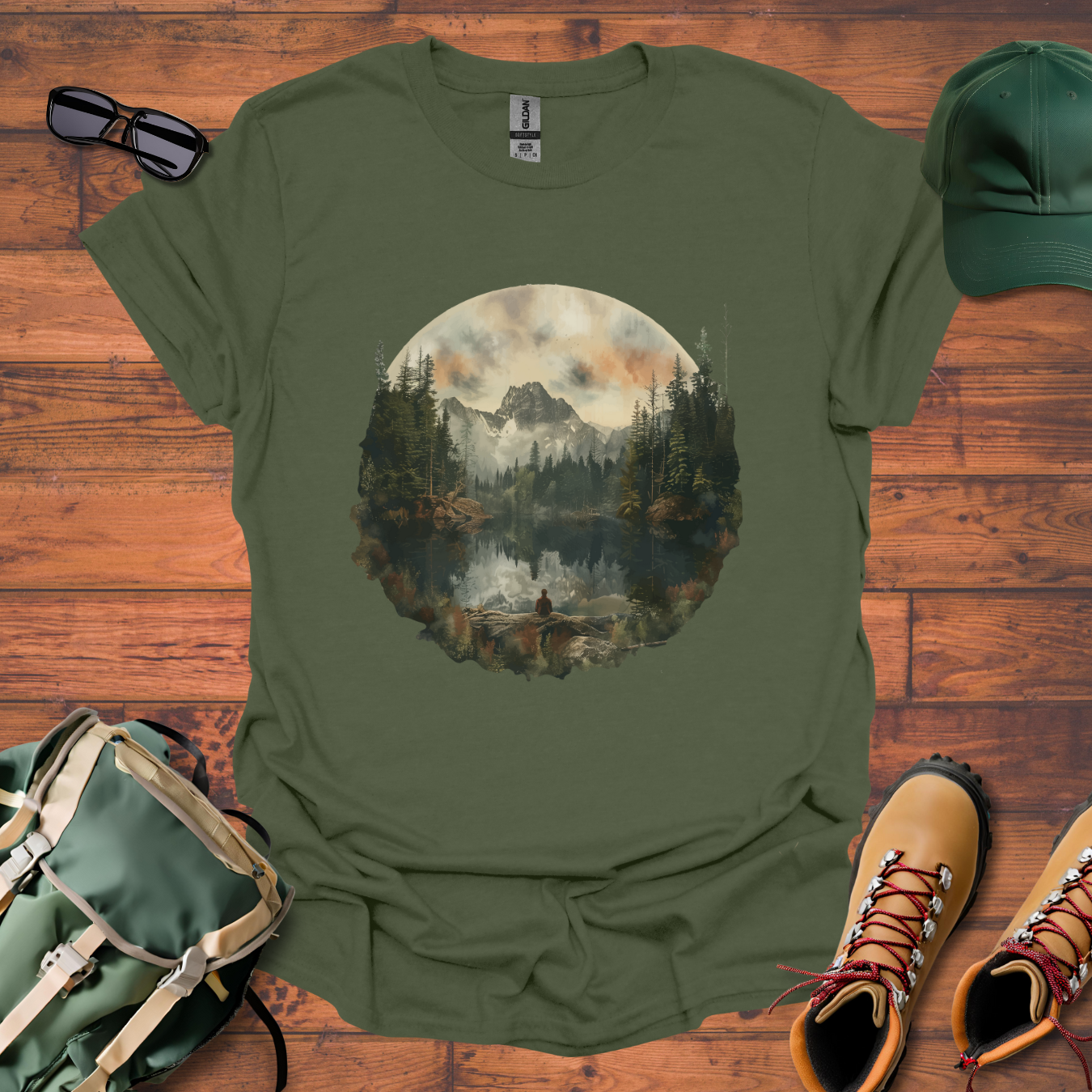 Lake Reflection Circle Tee - Unisex Softstyle T-Shirt