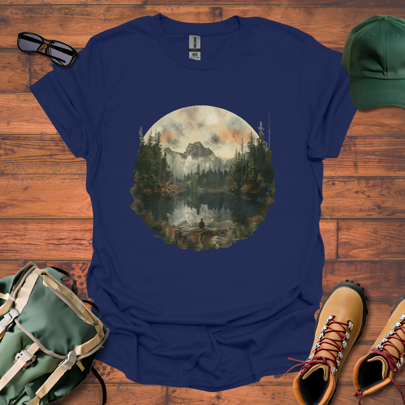 Lake Reflection Circle Tee - Unisex Softstyle T-Shirt