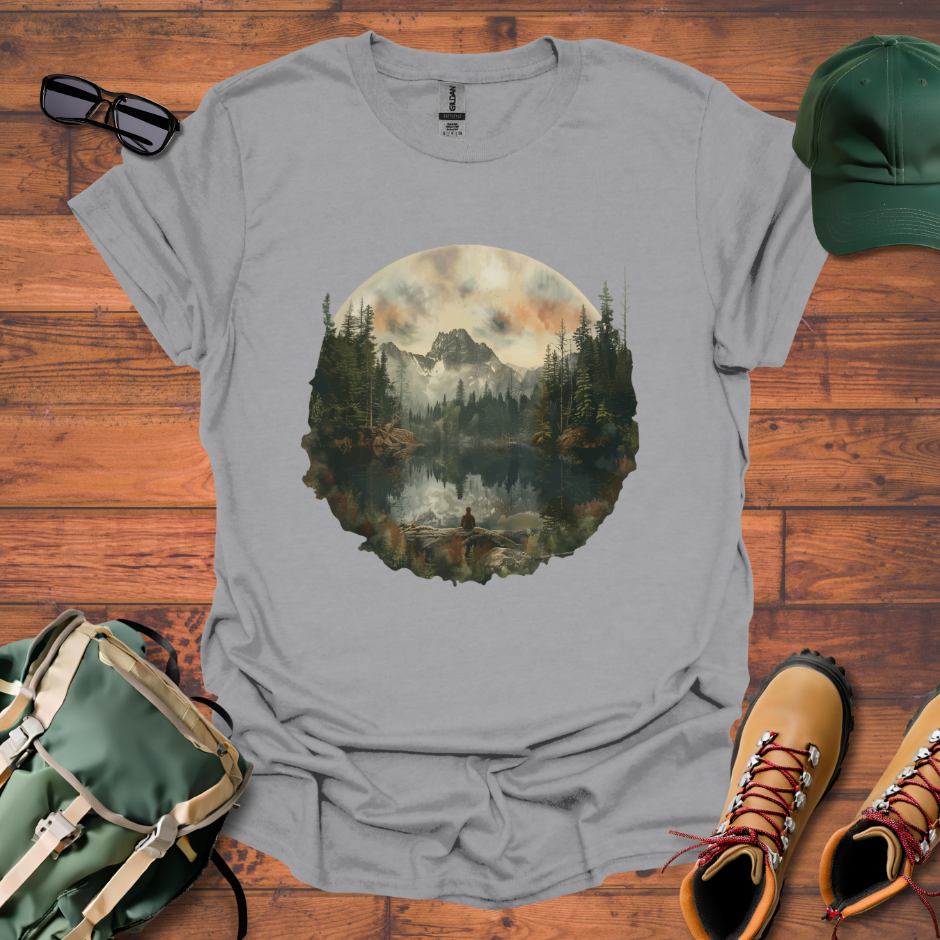 Lake Reflection Circle Tee - Unisex Softstyle T-Shirt