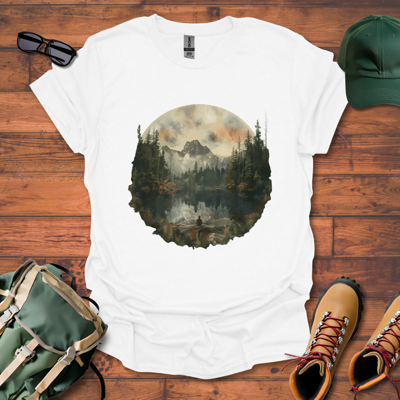 Lake Reflection Circle Tee - Unisex Softstyle T-Shirt