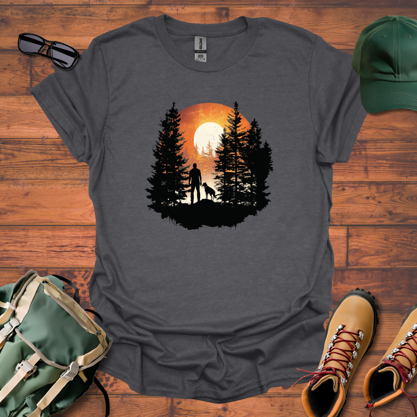 Man Dog Sun Circle Tee - Unisex Softstyle T-Shirt
