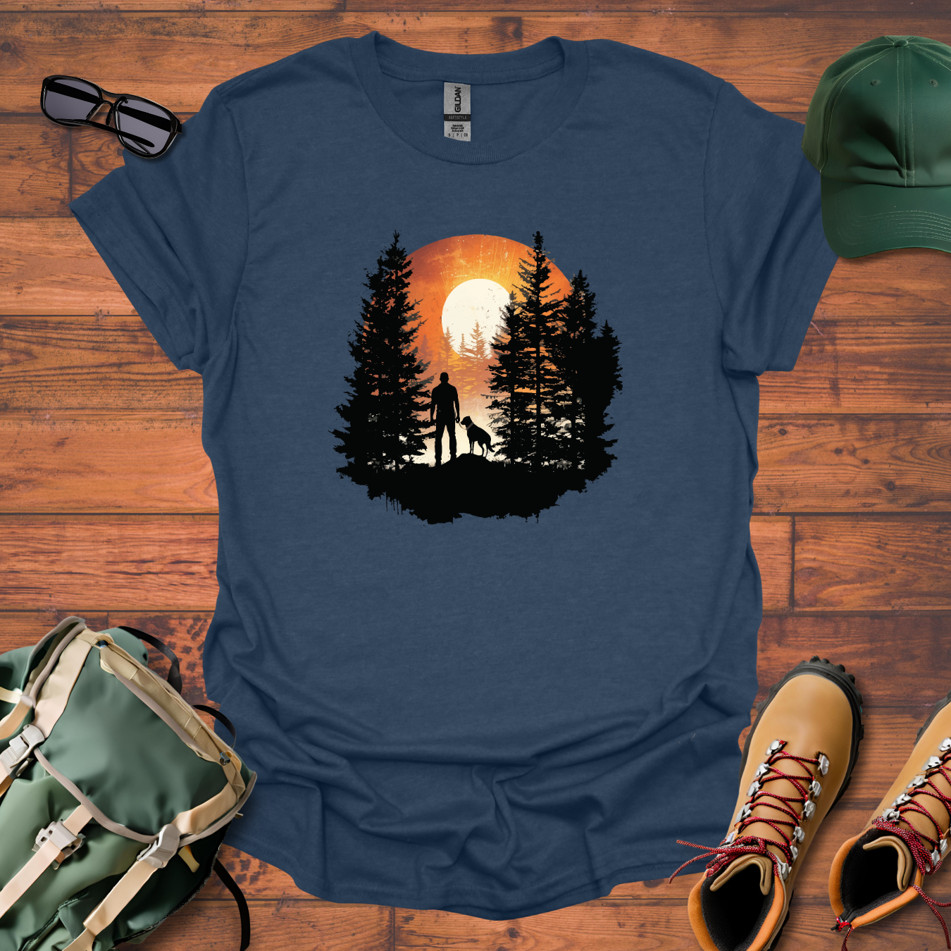 Man Dog Sun Circle Tee - Unisex Softstyle T-Shirt