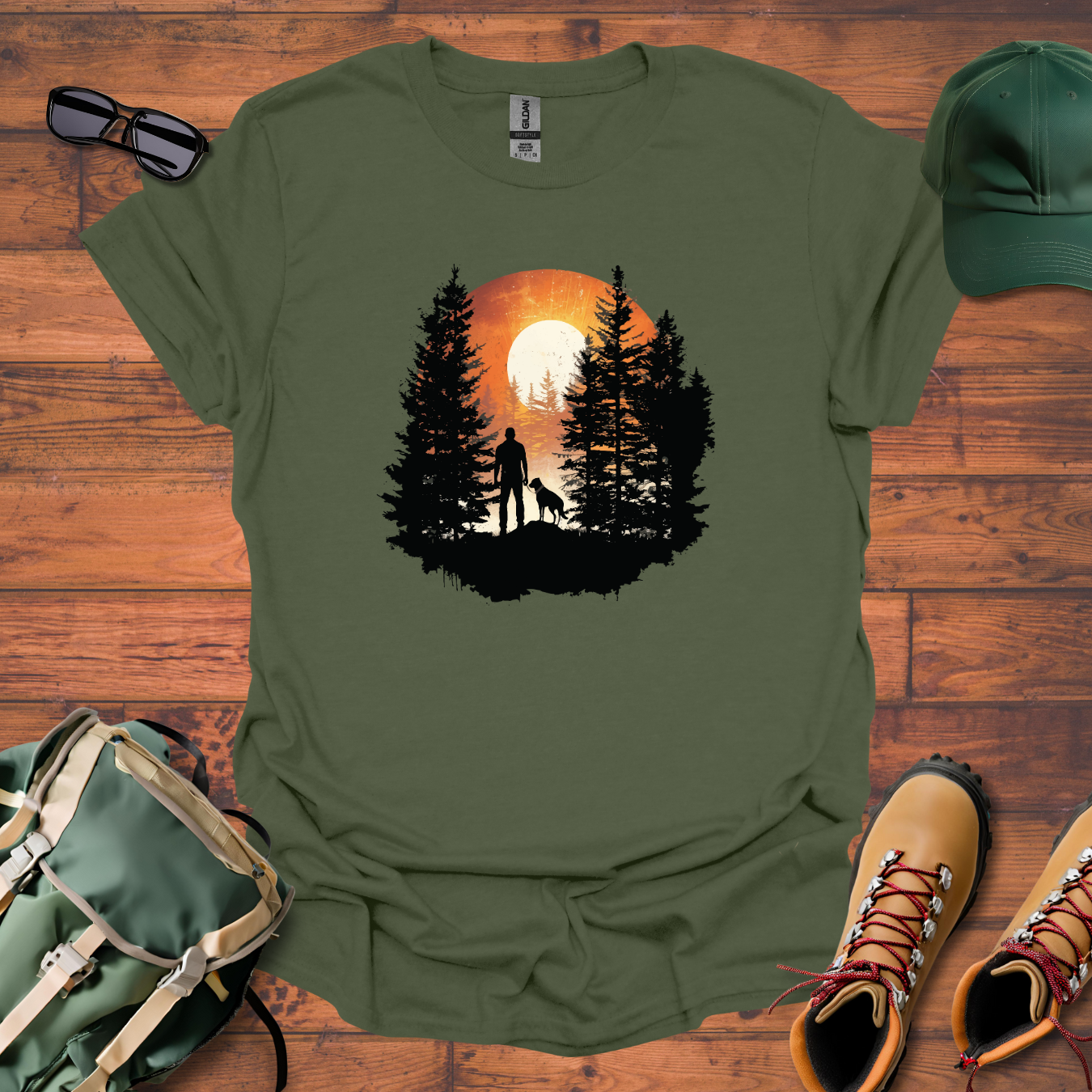 Man Dog Sun Circle Tee - Unisex Softstyle T-Shirt