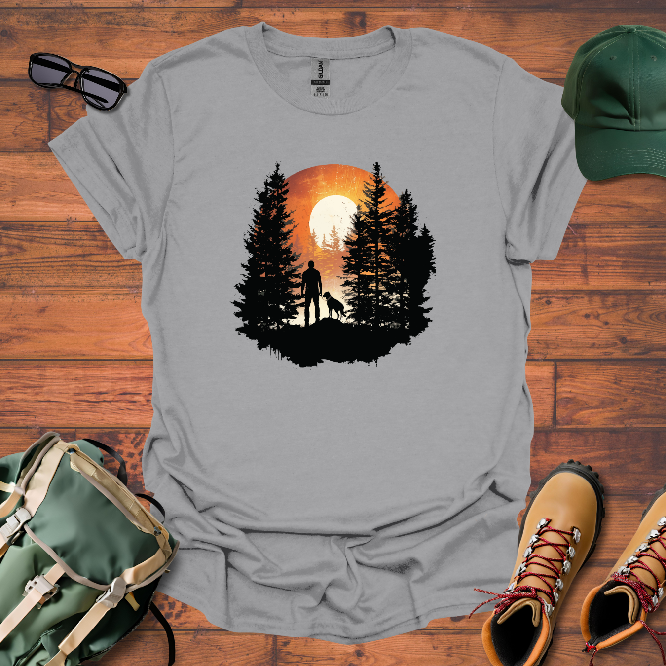 Man Dog Sun Circle Tee - Unisex Softstyle T-Shirt