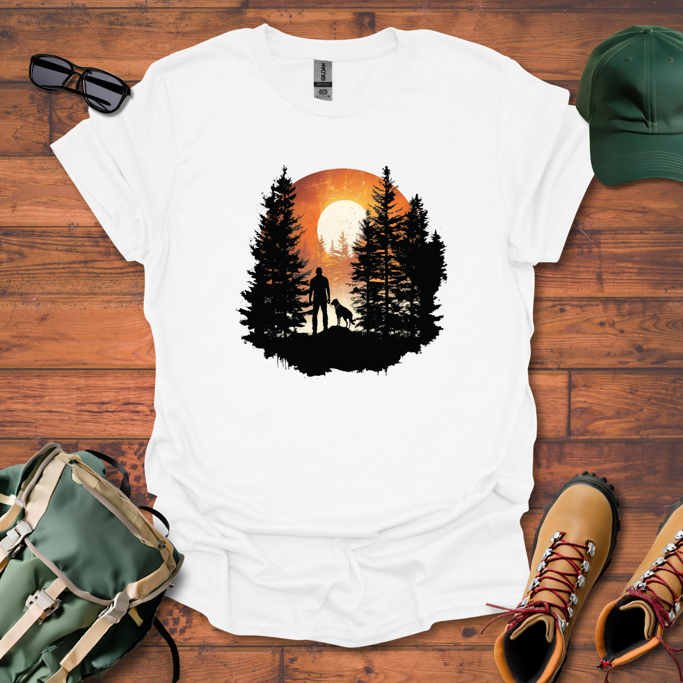 Man Dog Sun Circle Tee - Unisex Softstyle T-Shirt