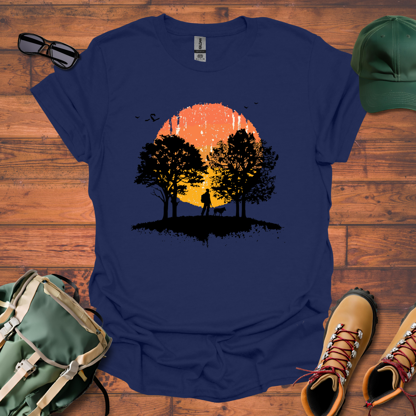 Man Dog Sun Circle 3 Tee - Unisex Softstyle T-Shirt