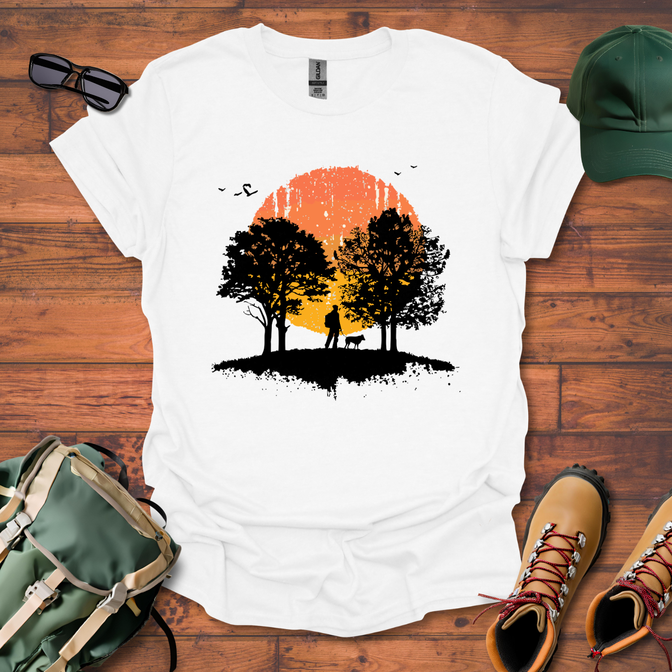 Man Dog Sun Circle 3 Tee - Unisex Softstyle T-Shirt
