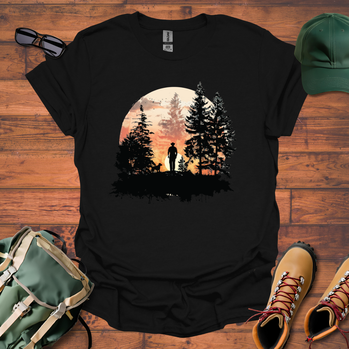 Man Dog Sun Circle 4 Tee - Unisex Softstyle T-Shirt