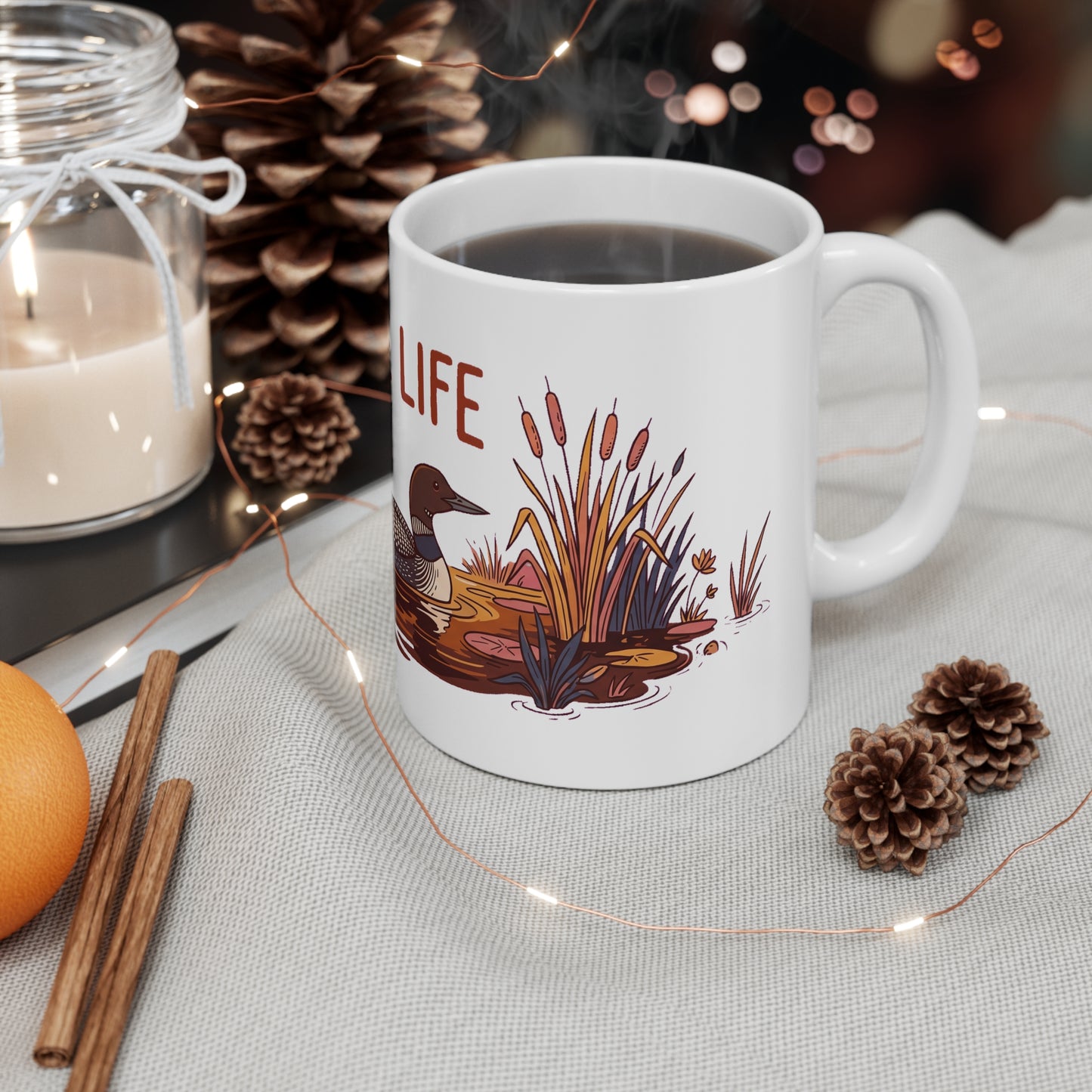 Original hand-drawn designs inspired by nature and the outdoors, from Evergreen Tees. The Lake Life 01 design, made to order by Evergreen Tees.