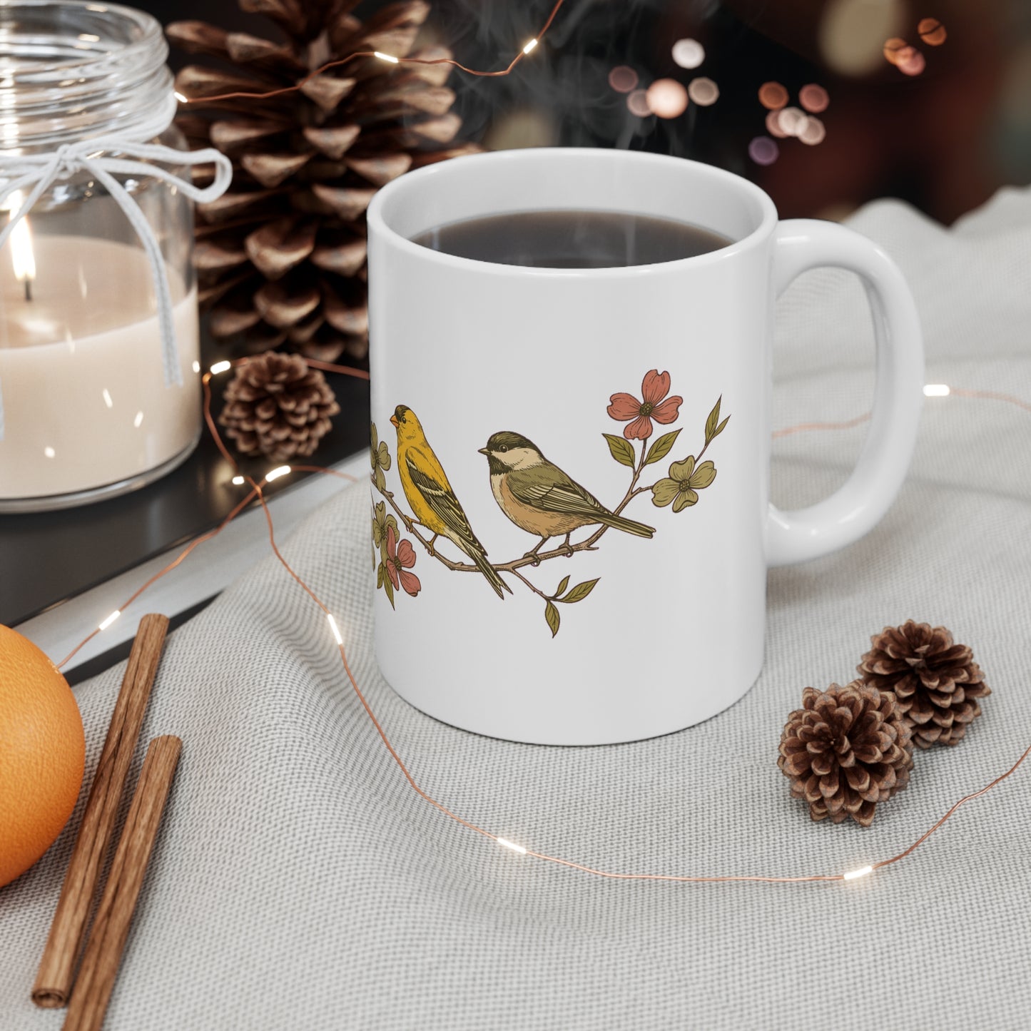 Backyard Birds on a Dogwood Branch - Mug 11oz