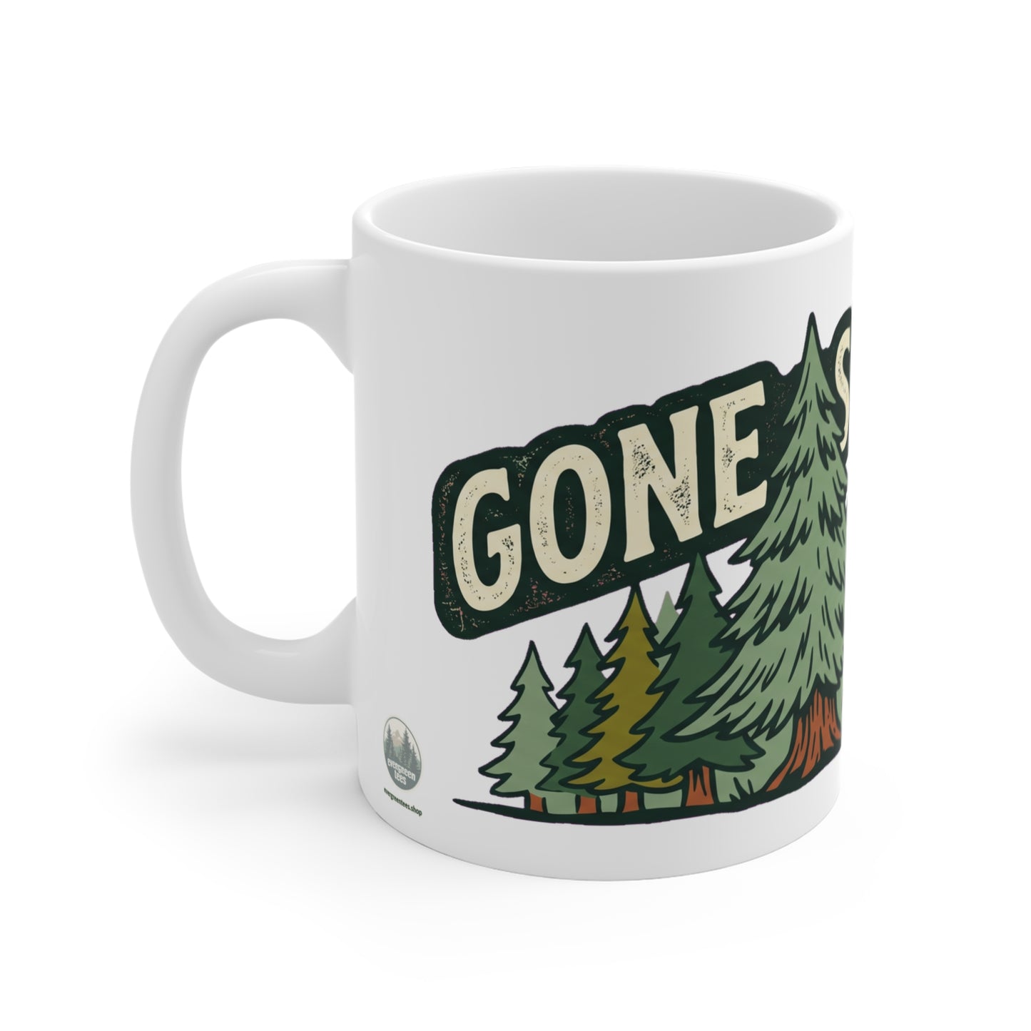 Original hand-drawn designs inspired by nature and the outdoors, from Evergreen Tees. The Gone Squatchin' Trail Badge design, made to order by Evergreen Tees.