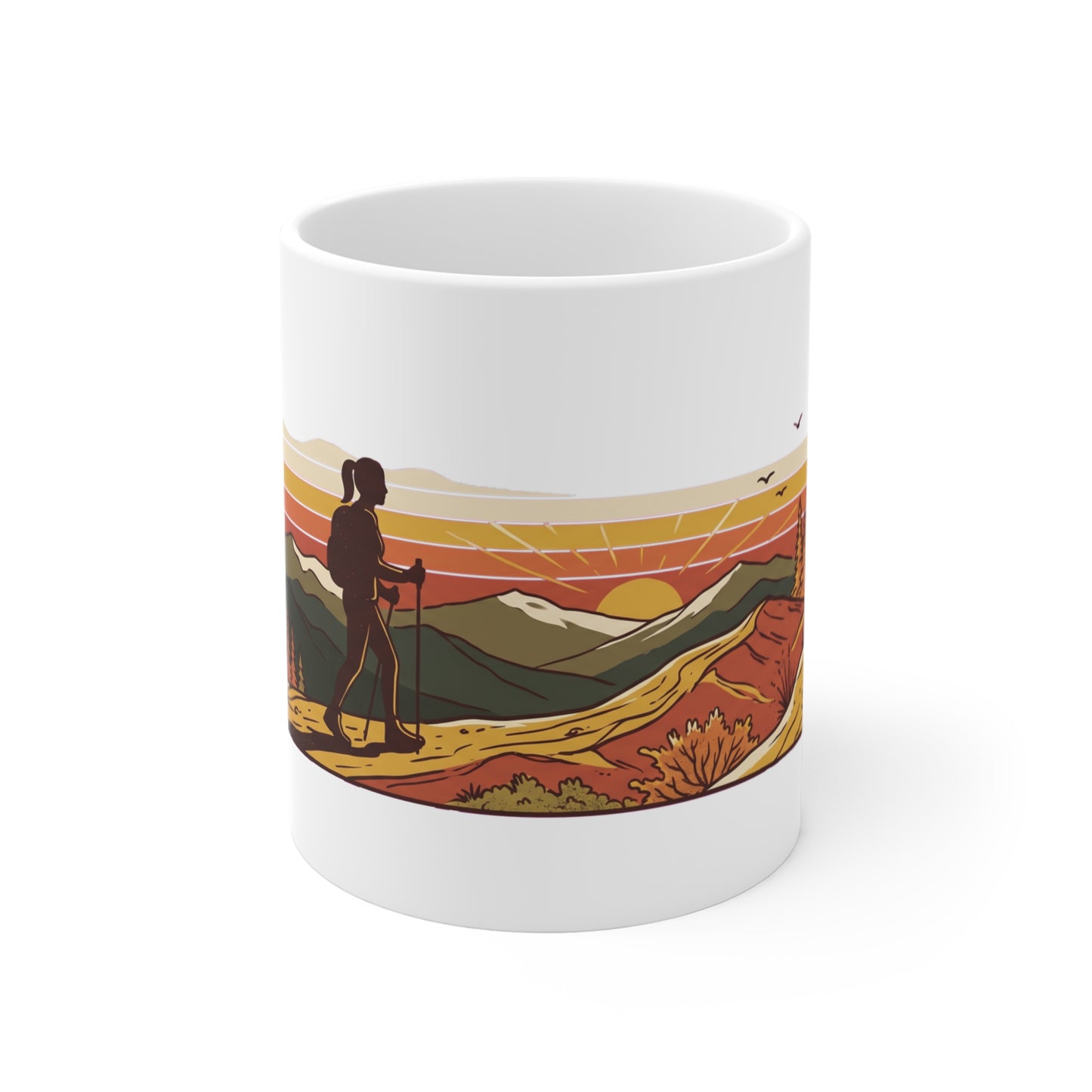 Discover nature graphic apparel inspired by forests, mountains, and outdoor adventure. Printed on demand just for you. The Ridge Walker Sunset design, printed…