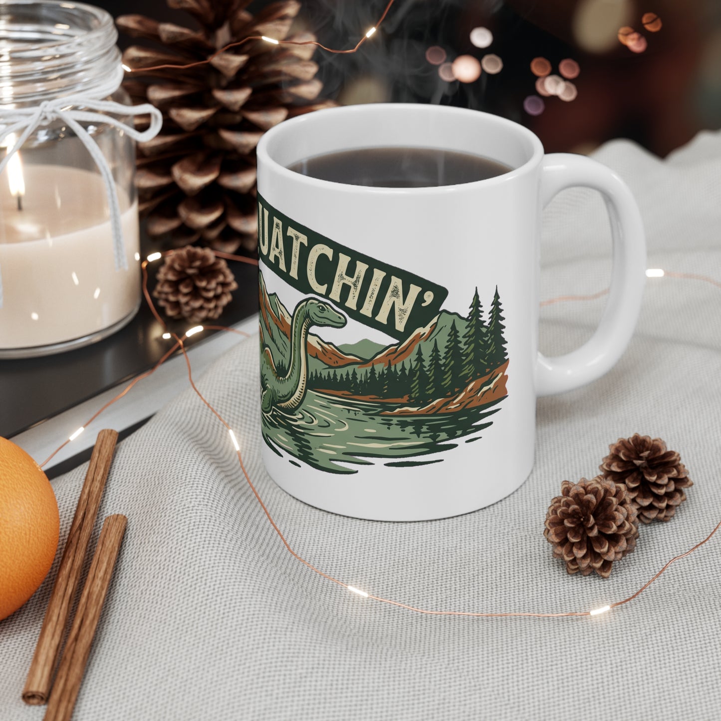 Original hand-drawn designs inspired by nature and the outdoors, from Evergreen Tees. The Gone Squatchin' Loch Ness design, made to order by Evergreen Tees.