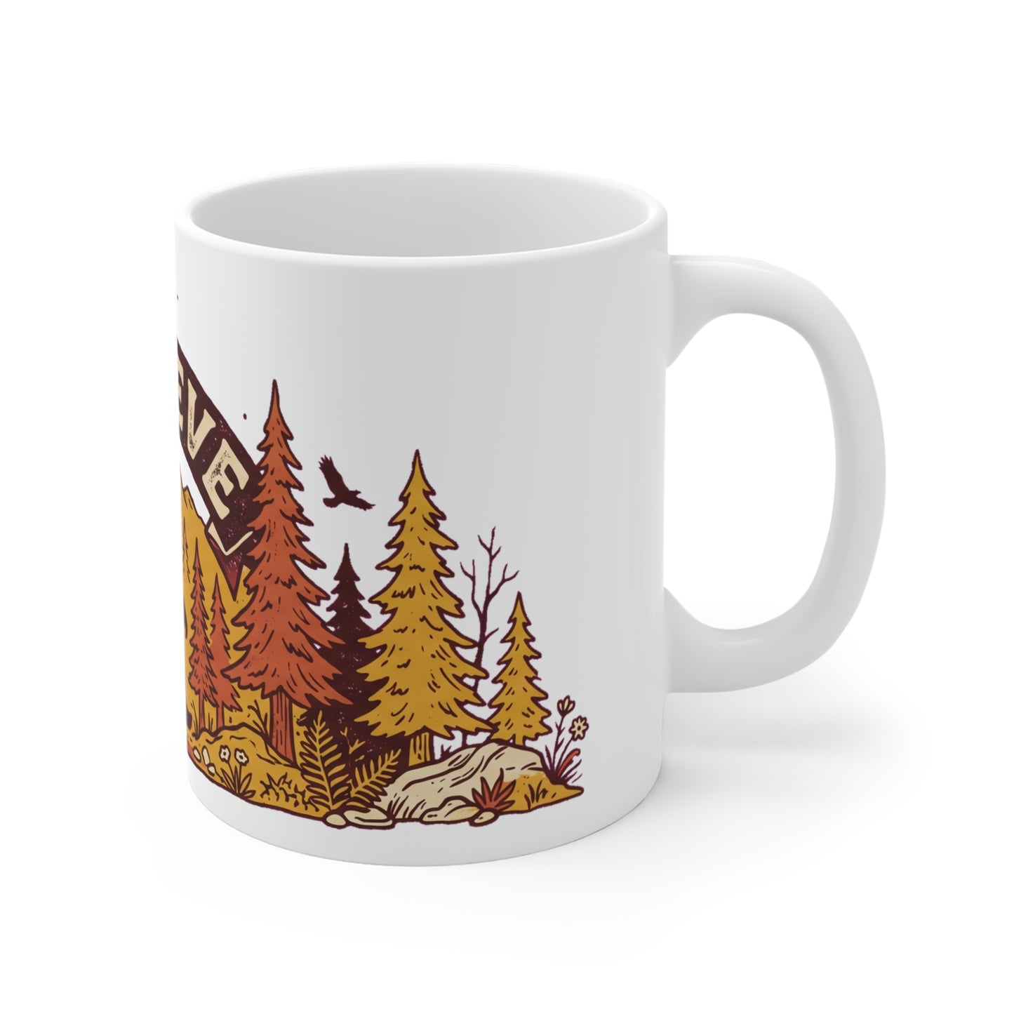 Original hand-drawn designs inspired by nature and the outdoors, from Evergreen Tees. The Bigfoot Believe Forest Badge design, made to order by Evergreen Tees.