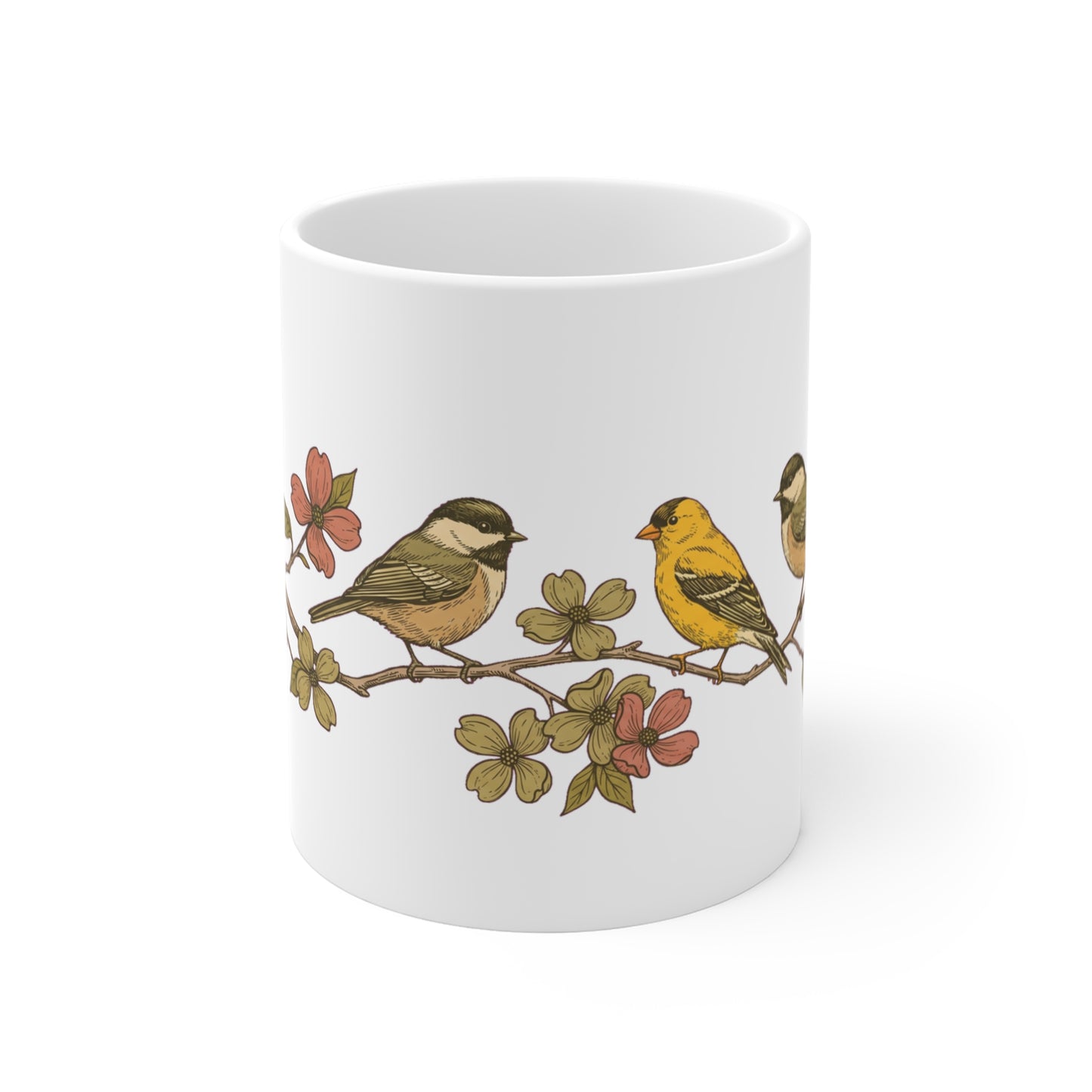 Backyard Birds on a Dogwood Branch - Mug 11oz