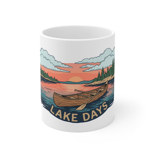 Original hand-drawn designs inspired by nature and the outdoors, from Evergreen Tees. The Lake Days Canoe Sunset design, made to order by Evergreen Tees.