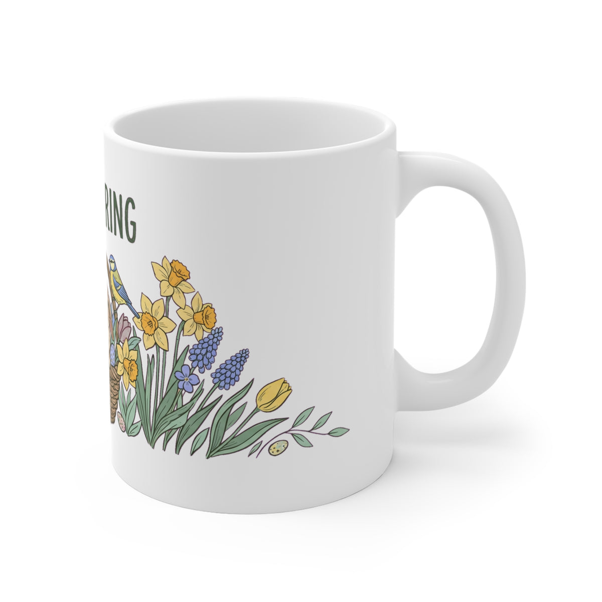 Hello Spring Tulip & Daffodil Basket - Mug 11oz