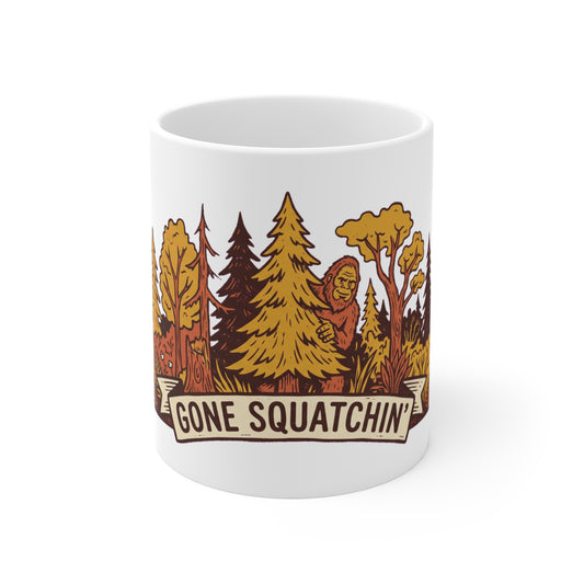 Original hand-drawn designs inspired by nature and the outdoors, from Evergreen Tees. The Gone Squatchin' Forest Badge design, made to order by Evergreen Tees.