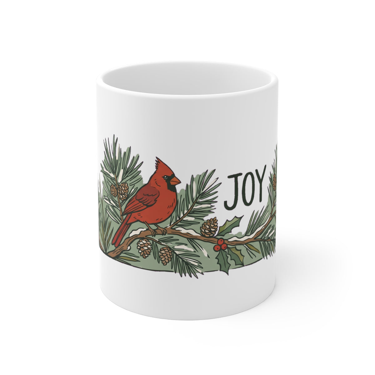 Cardinal on Pine & Holly - Mug 11oz