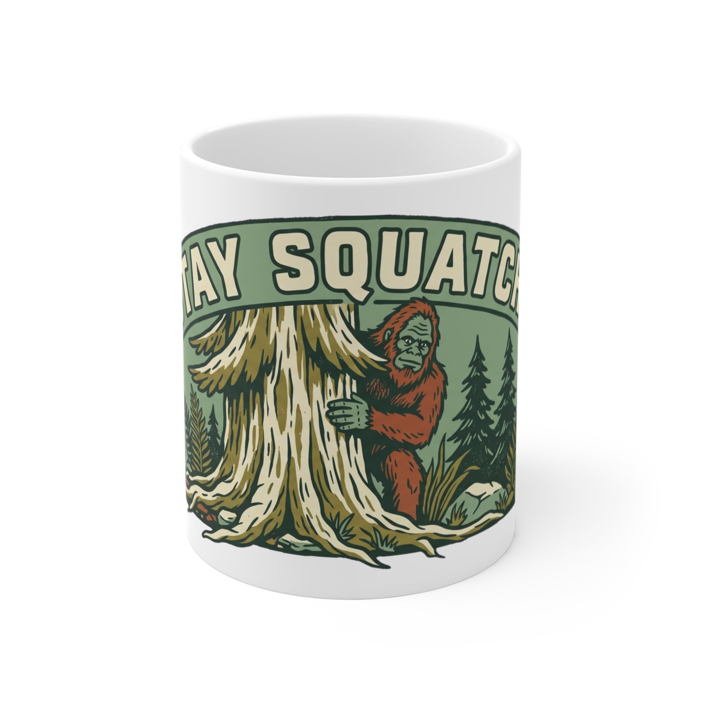 Original hand-drawn designs inspired by nature and the outdoors, from Evergreen Tees. The Stay Squatchy Forest Badge design, made to order by Evergreen Tees.