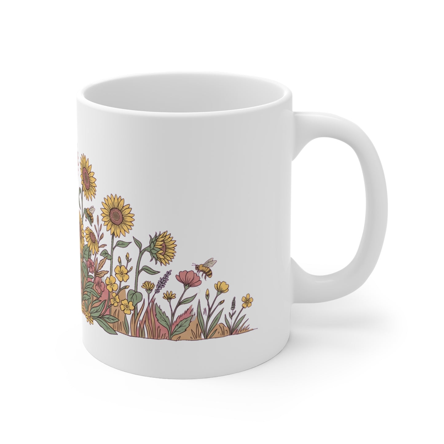 Hollyhock & Marigold Bee Garden - Mug 11oz