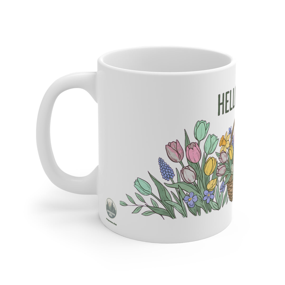 Hello Spring Tulip & Daffodil Basket - Mug 11oz