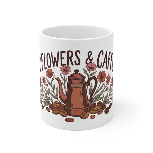 Wildflowers & Caffeine Cosmos Coffee Pot - Mug 11oz